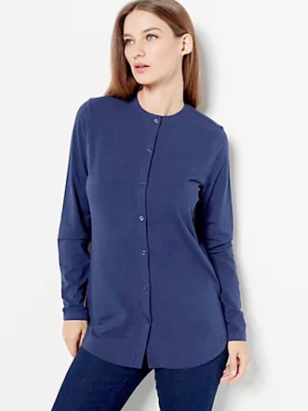 Denim & Co. Essentials Jersey Button Front Cardigan Navy Women's Medium